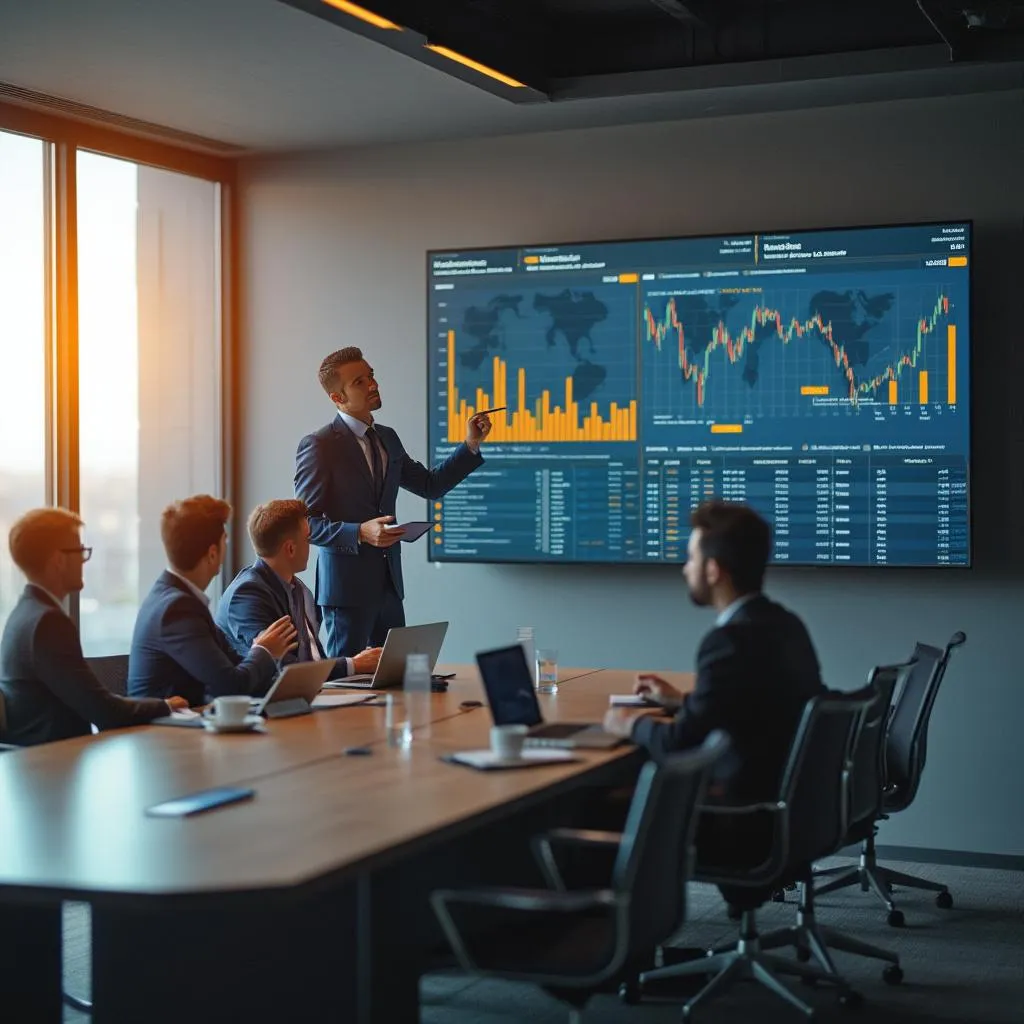 Equipo en reunión estratégica con cliente